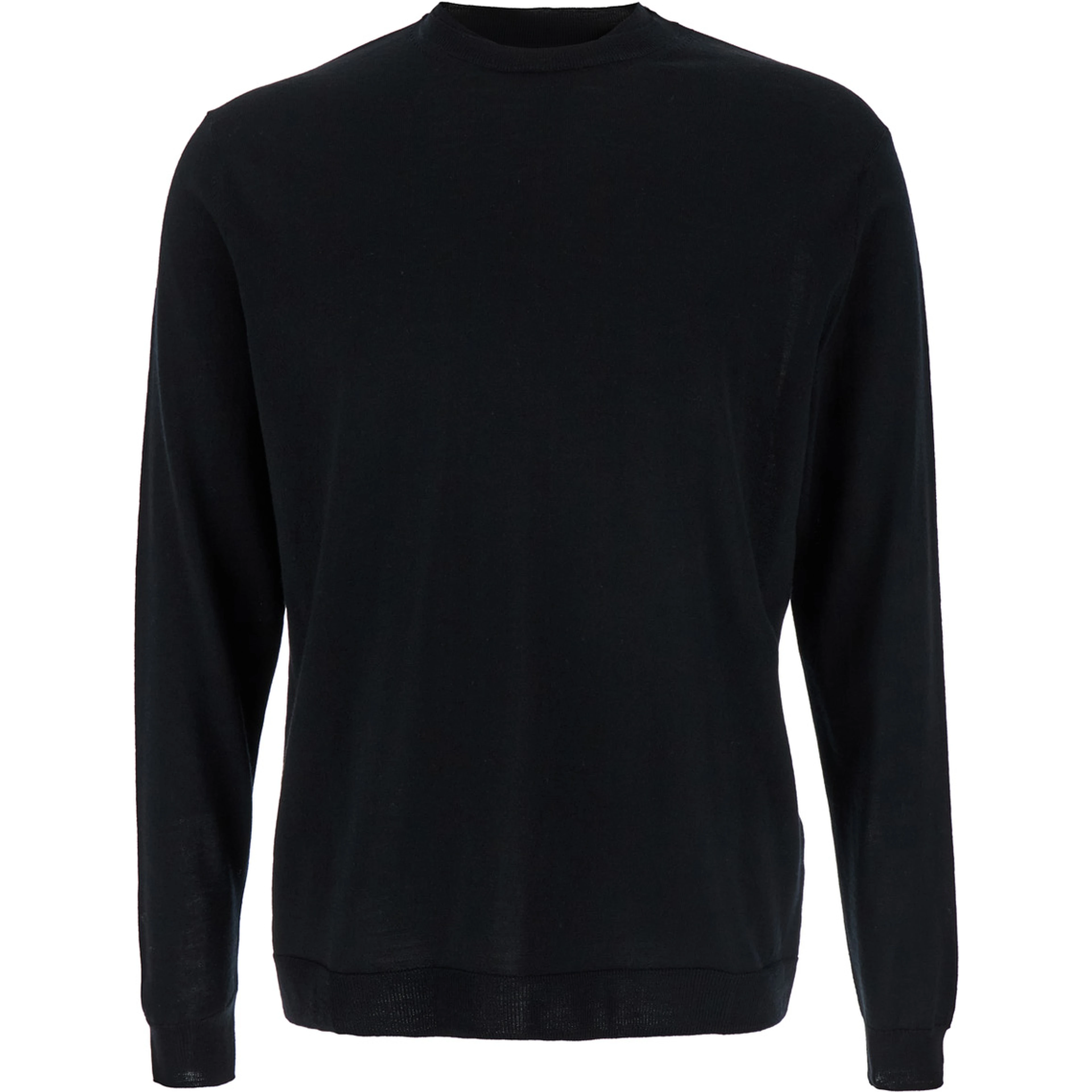 Black Crew Neck Pullover in Virgin Wool Man