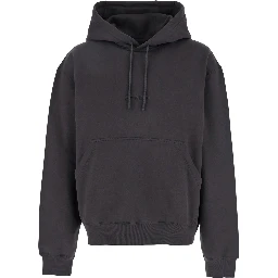 Dark Grey Hoodie with Logo Embroidered on the Front in Cotton Man