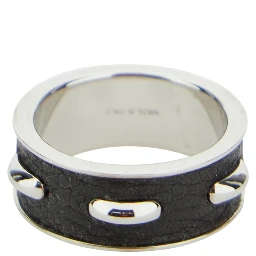 Silver-Colored Ring with Logo Lettering on the Side in Brass Man