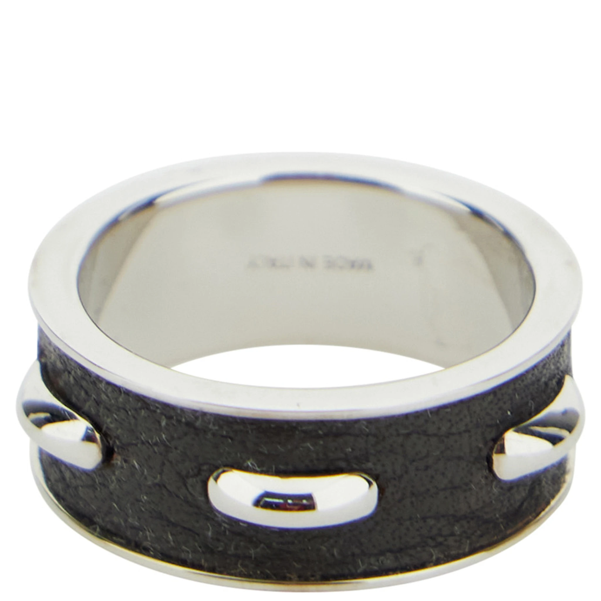 Silver-Colored Ring with Logo Lettering on the Side in Brass Man