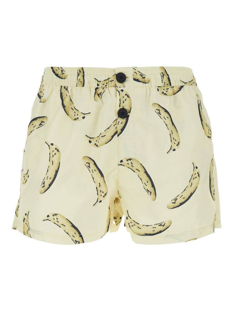 Le Maillot Puntini Yellow Swimsuit with Elastic Waist and All-Over Print in Tech Fabric Man