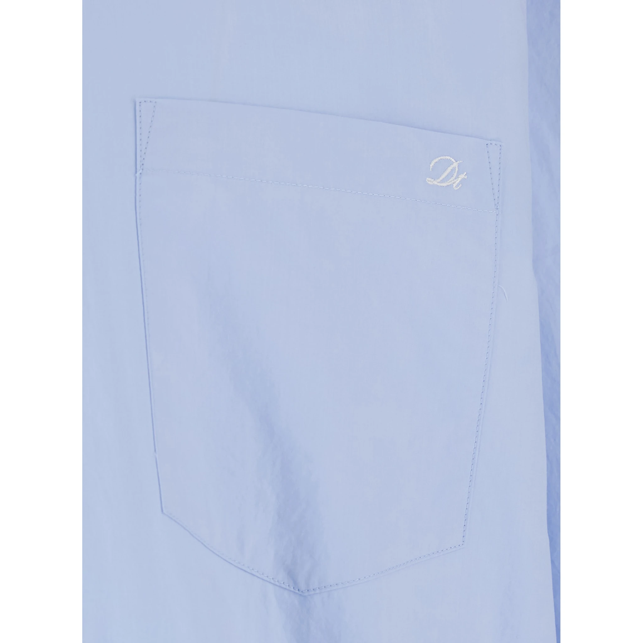 Light Blue Shirt with Patch Pocket on the Front and Embroidered Logo in Cotton Poplin Man