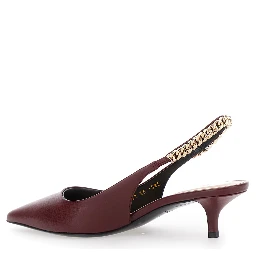 Signoria Red Ancora Slingback Pumps with Lettering in Leather Woman