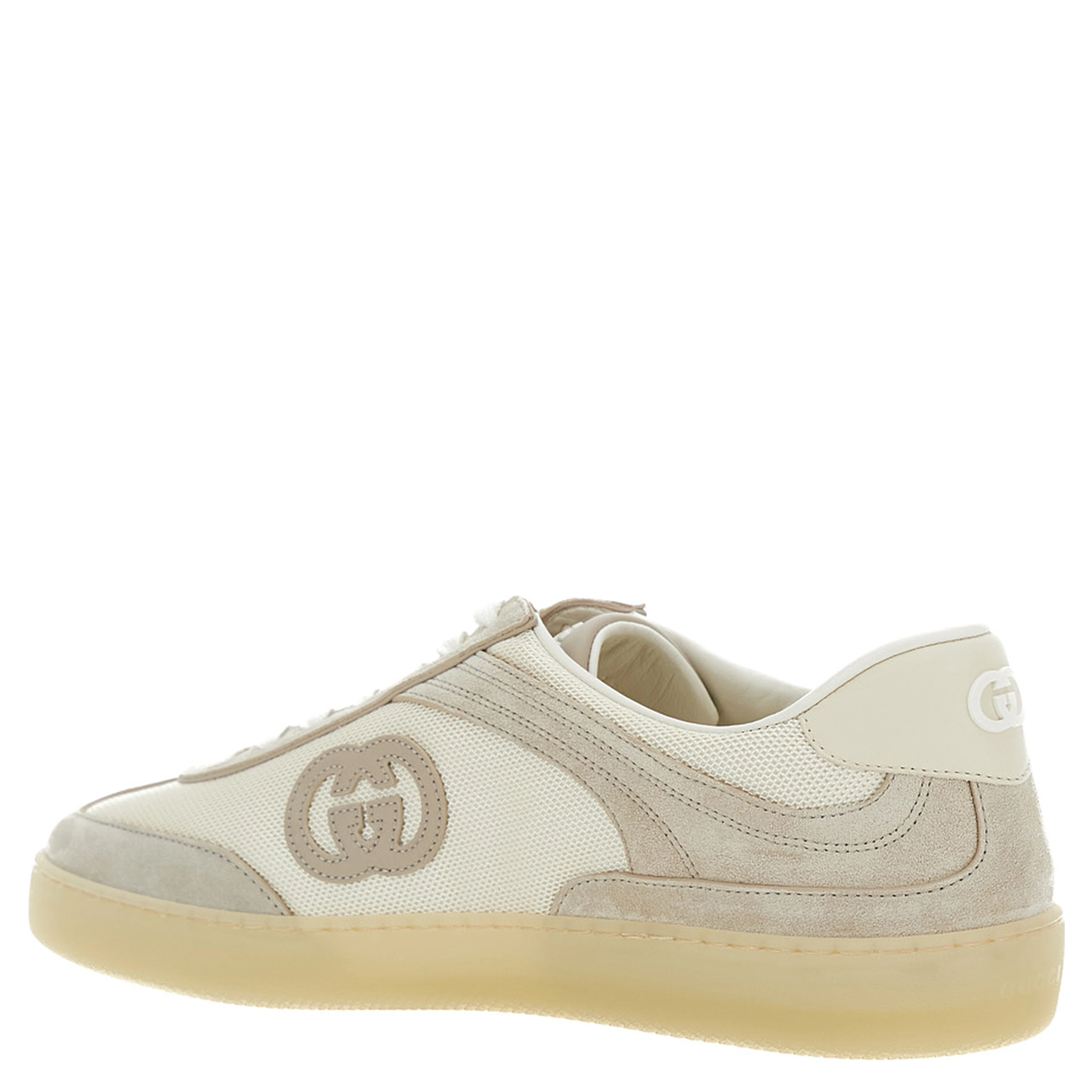 G74 Beige Low Top Sneakers with Logo Patch on the Side and Logo Lettering on the Tongue in Suede Man