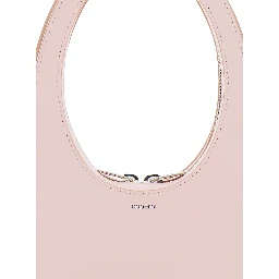 Mini Swipe Pink Crossbody Bag with Embossed Logo and Removable Shoulder Strap in Leather Woman