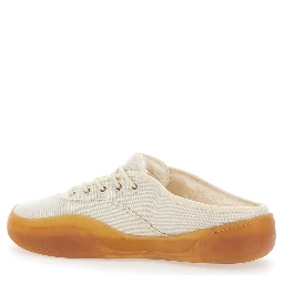 Low Skate Mule White Low Top Sneakers with Contrasting Sole in Cotton Man