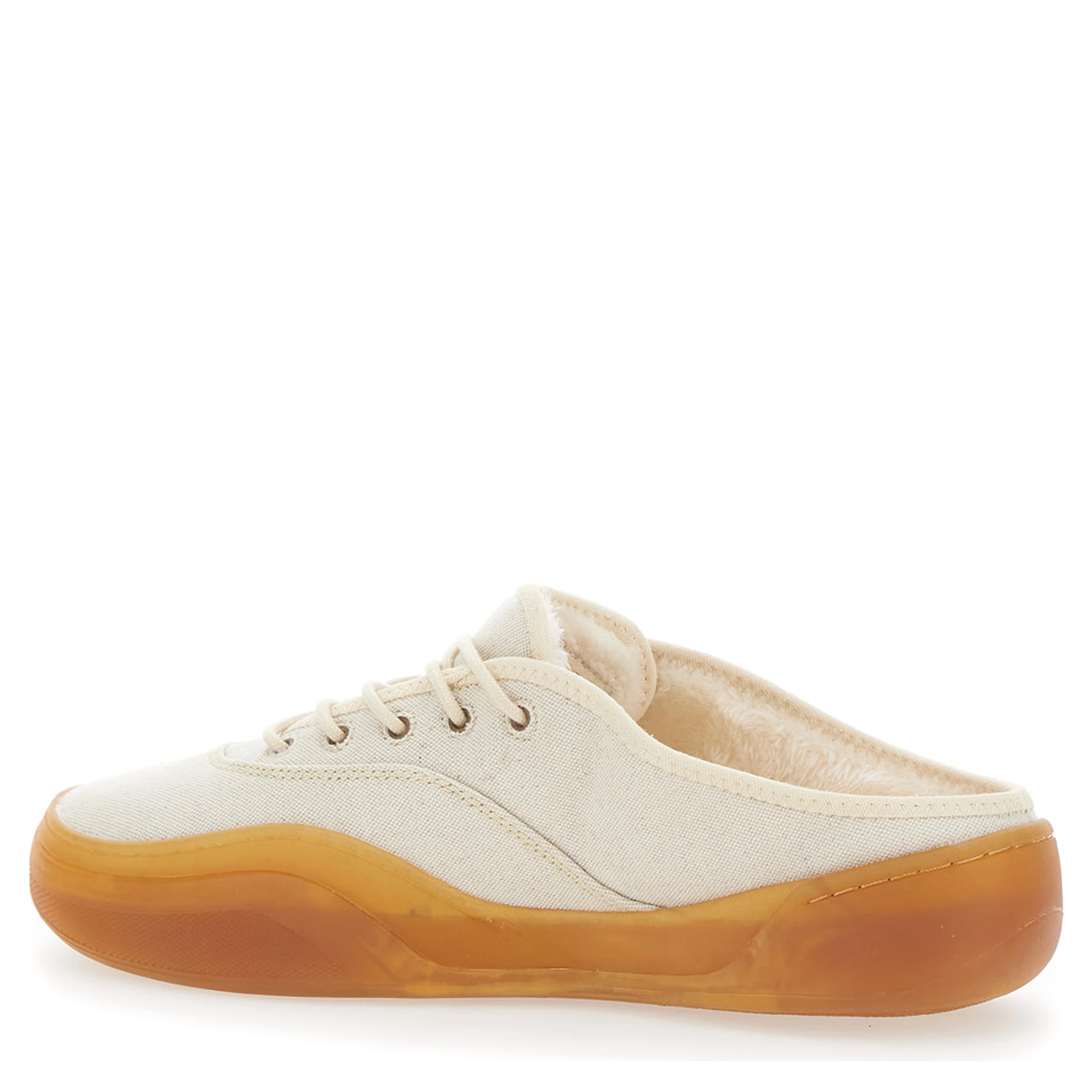 Low Skate Mule White Low Top Sneakers with Contrasting Sole in Cotton Man
