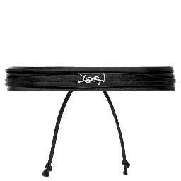 Black Multi-Cord Bracelet with Cassandre on the Front in Leather Man