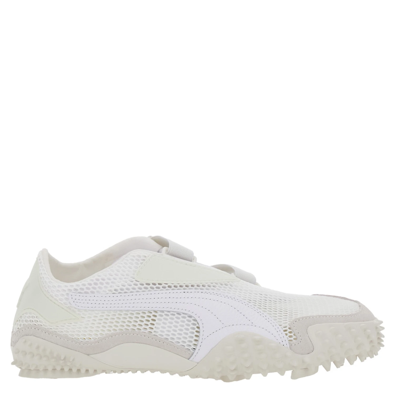 ‘Mostro’ White Low Top Sneaker with Logo on Heel and Mesh Inserts in Fabric Unisex
