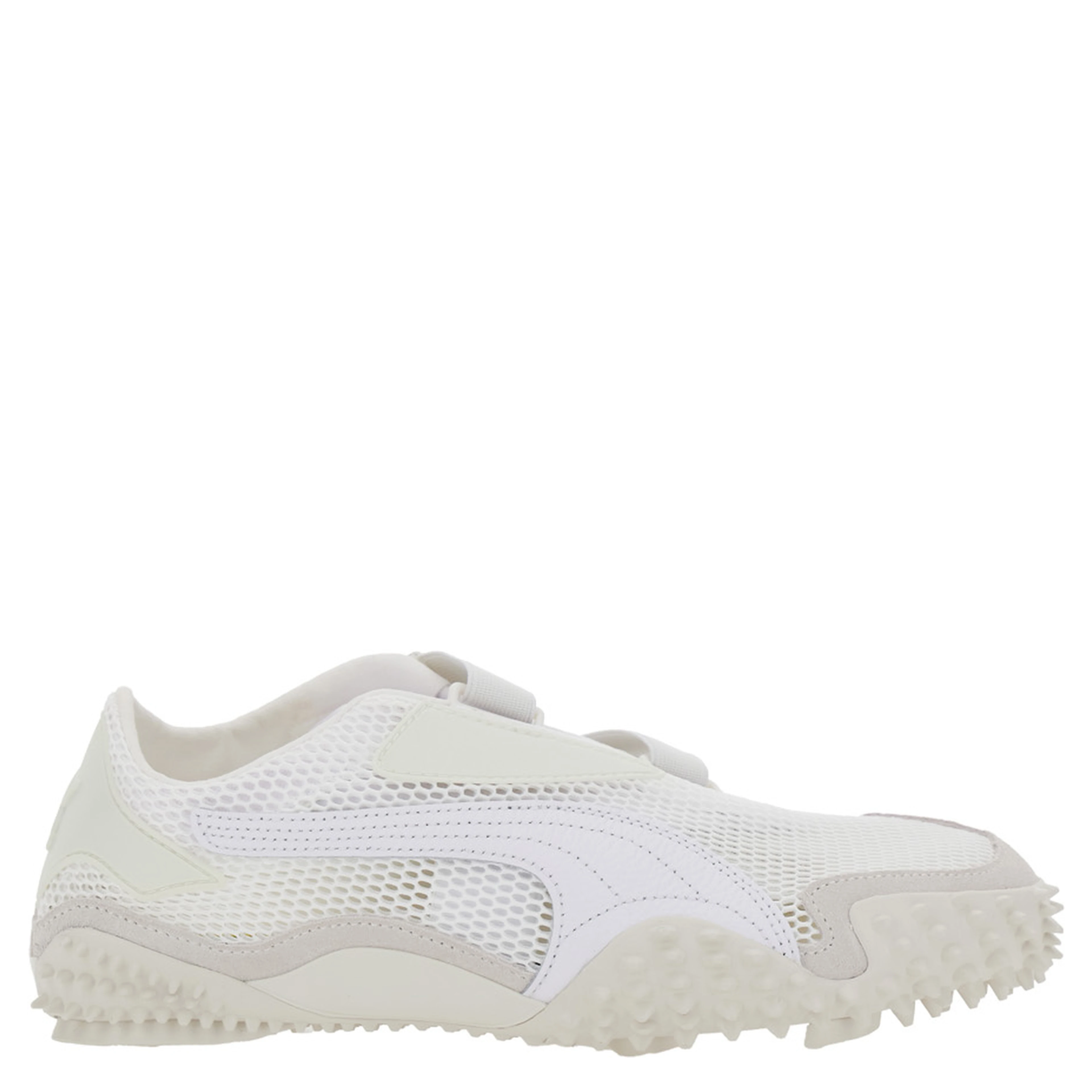‘Mostro’ White Low Top Sneaker with Logo on Heel and Mesh Inserts in Fabric Unisex