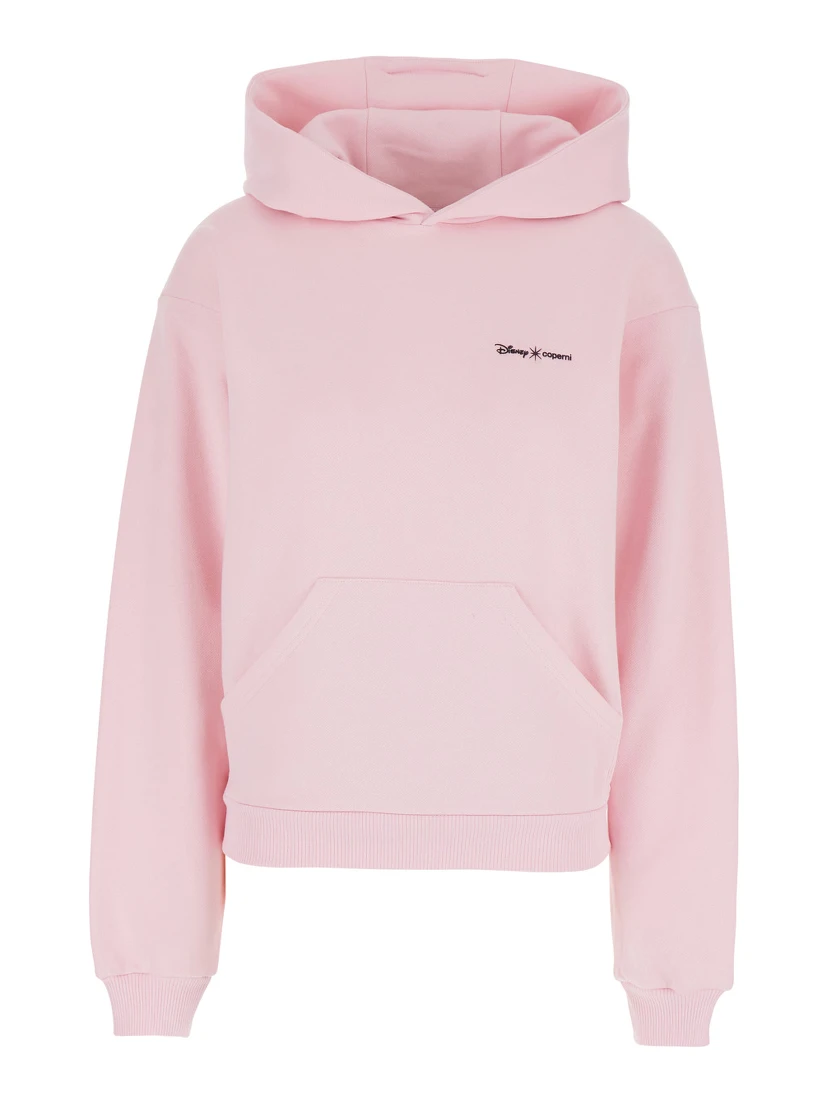 Pink Sweatshirt with Logo Lettering and Front Kangaroo Pocket in Cotton Woman