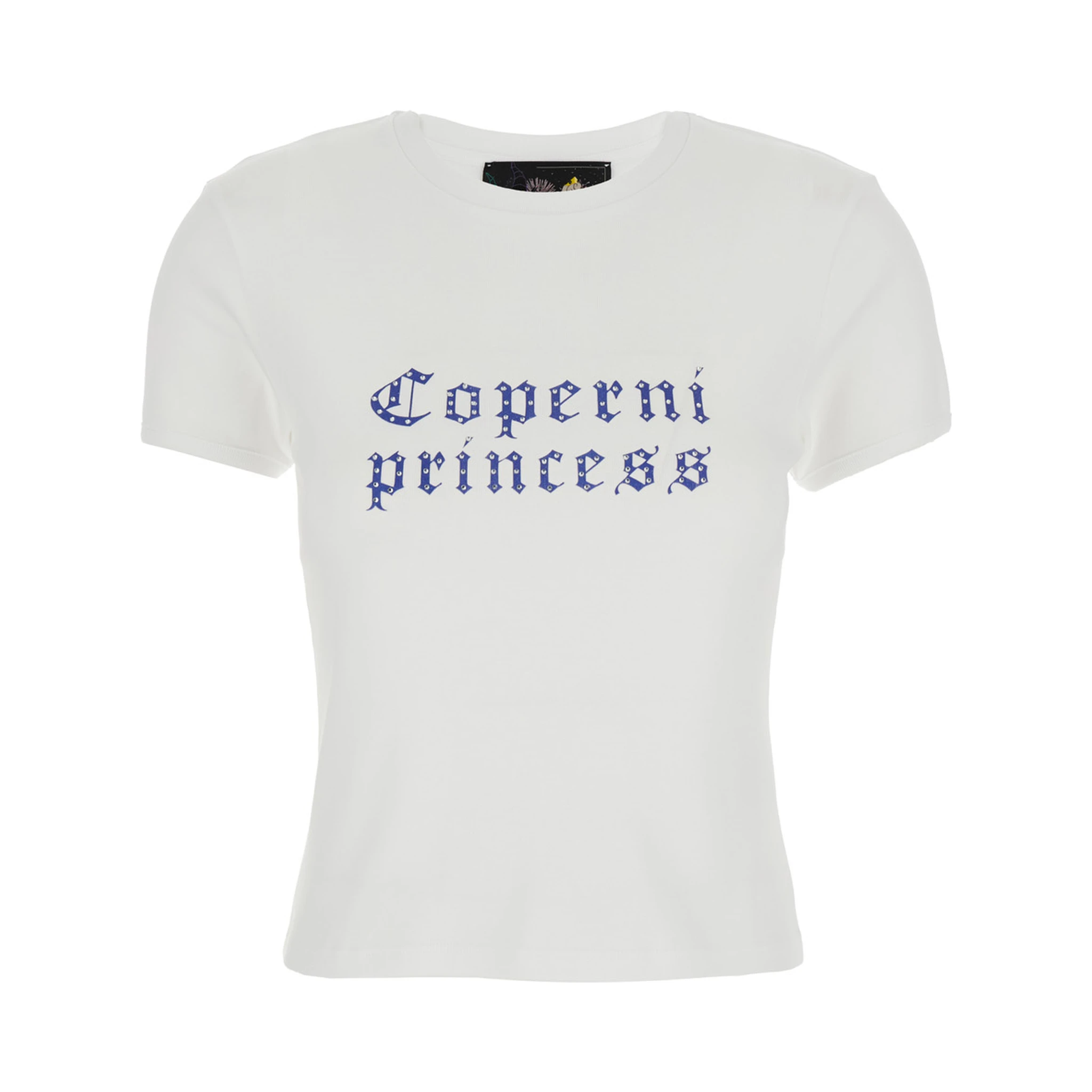 White Crewneck T-Shirt with Maxi Print on the Front and Logo Print on the Rear in Cotton Woman