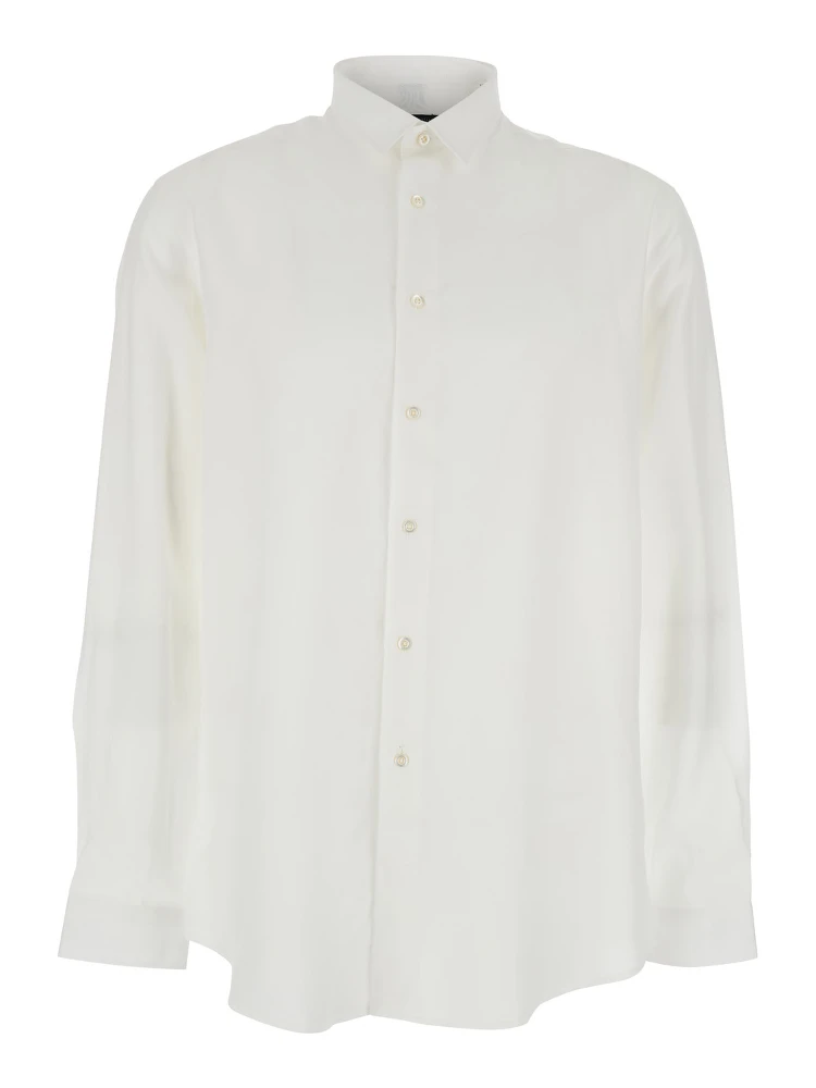 White Shirt with Classic Collar in Tech Fabric Man