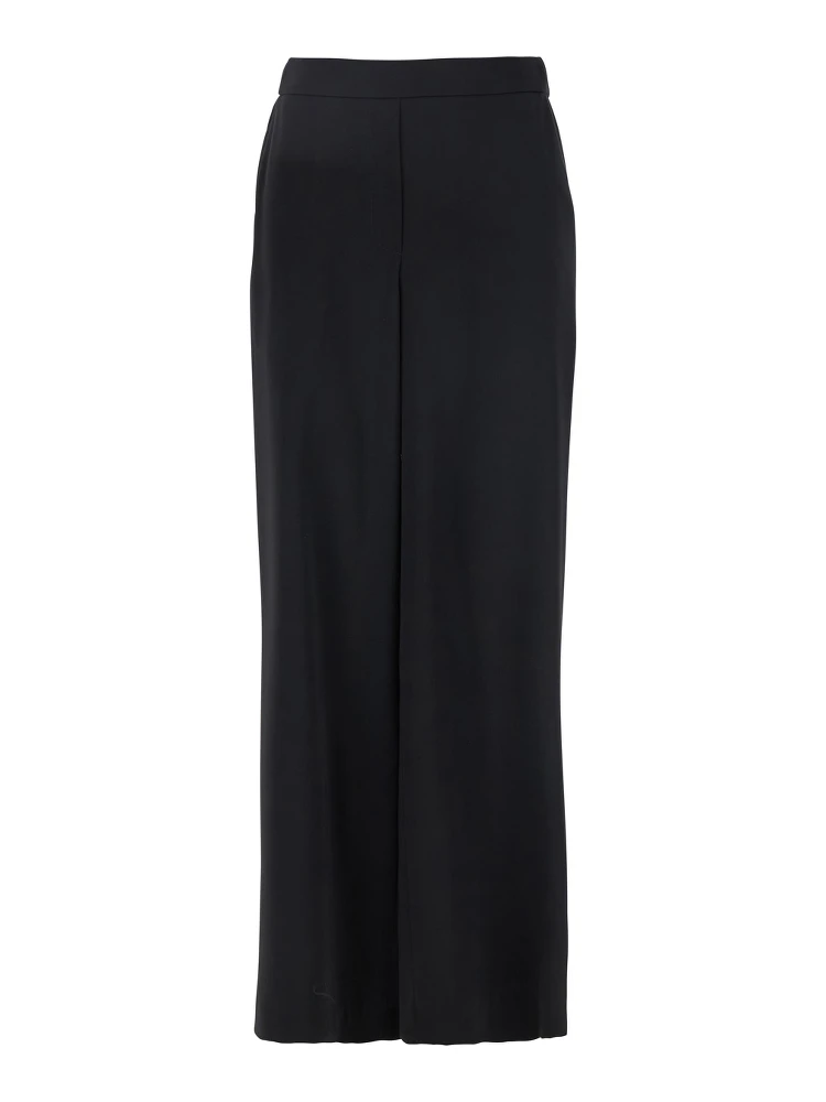 Black Pants with Wide Leg and Elastic Rear Waist in Tech Fabric Woman