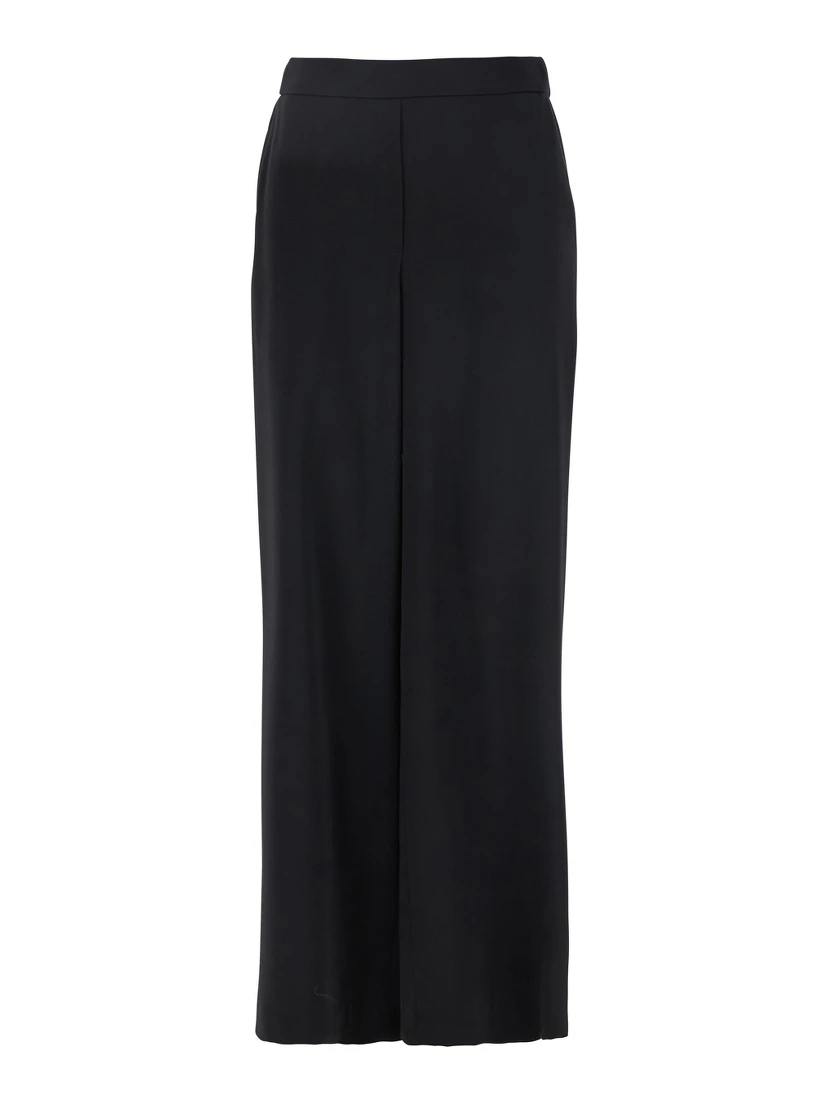 Black Pants with Wide Leg and Elastic Rear Waist in Tech Fabric Woman