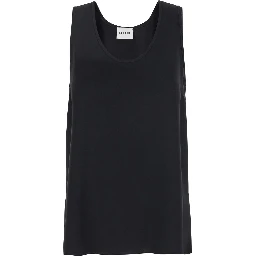 Black Sleeveless Top with Round Neck in Tech Fabric Woman
