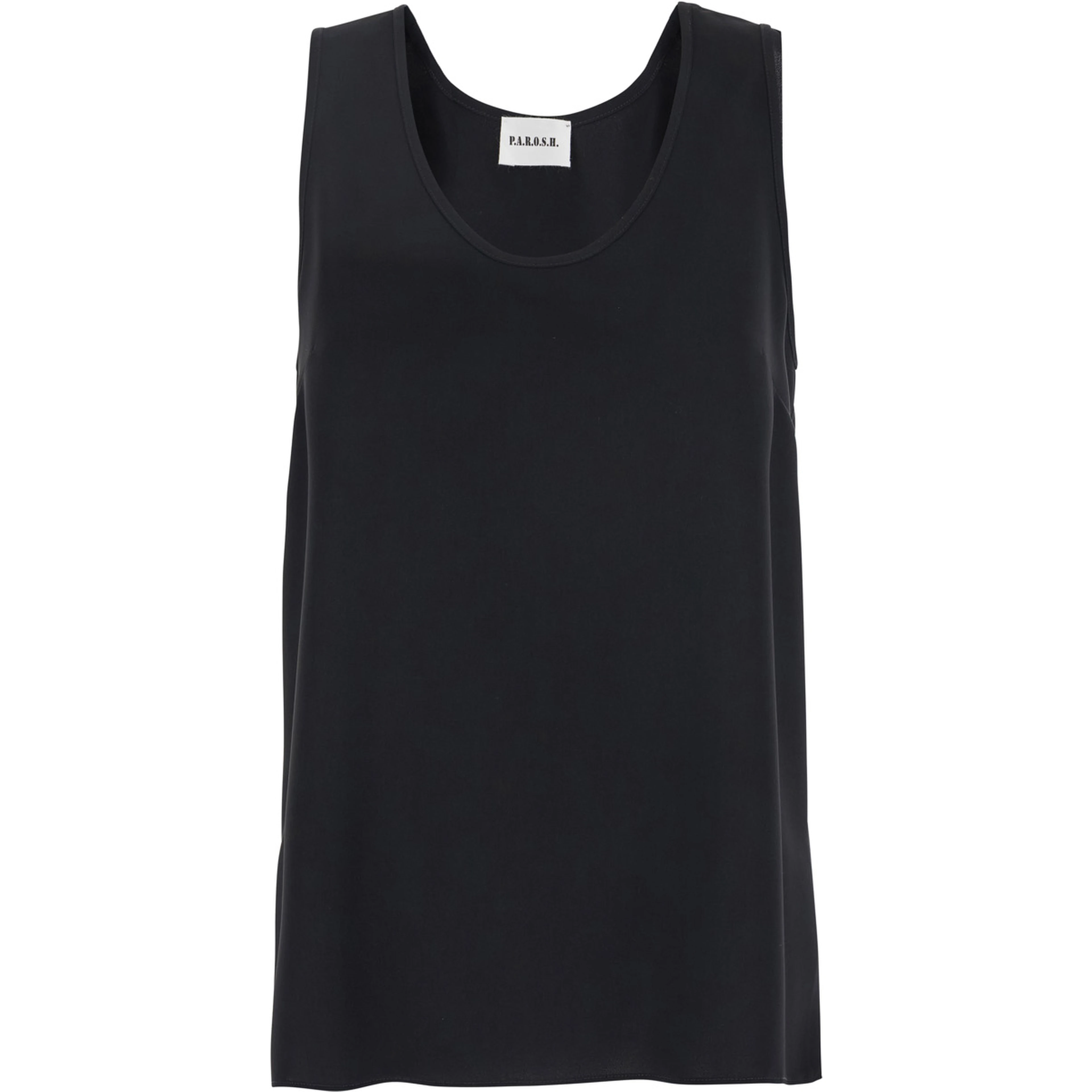 Black Sleeveless Top with Round Neck in Tech Fabric Woman