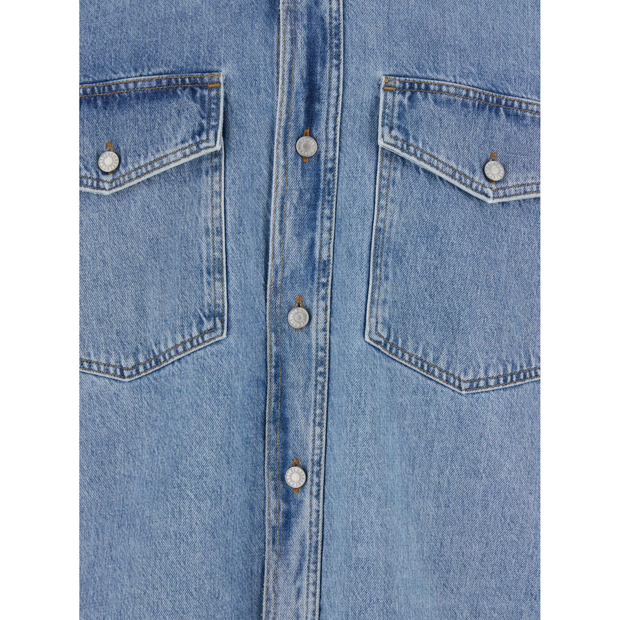 Light Blue Shirt with Classic Collar in Denim Man