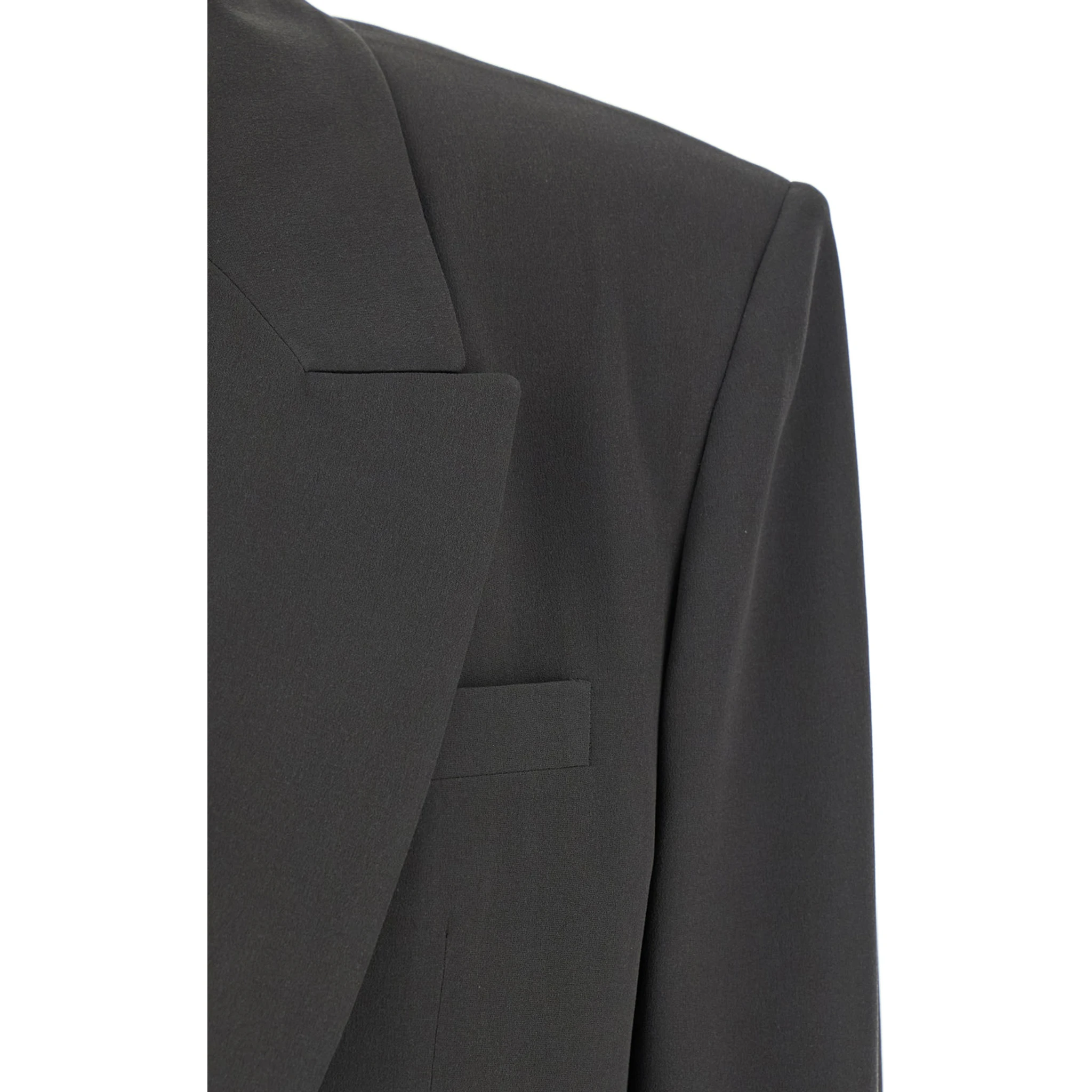 Grey Single-Breasted Jacket with Peak Revers in SIlk Woman