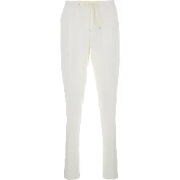 White Pants with Elastic Waist and Drawstring in Cotton Man