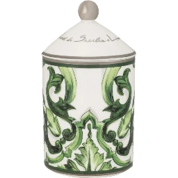 Green Sicilian Neroli and Lemon Scented Candle with Lid and Carretto Print