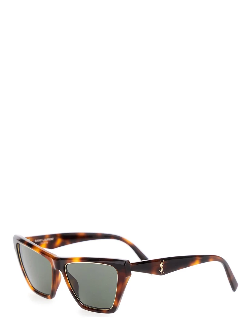 Brown Sunglasses with Tortoiseshell Print and Cassandre Logo on Temples in Acetate Woman