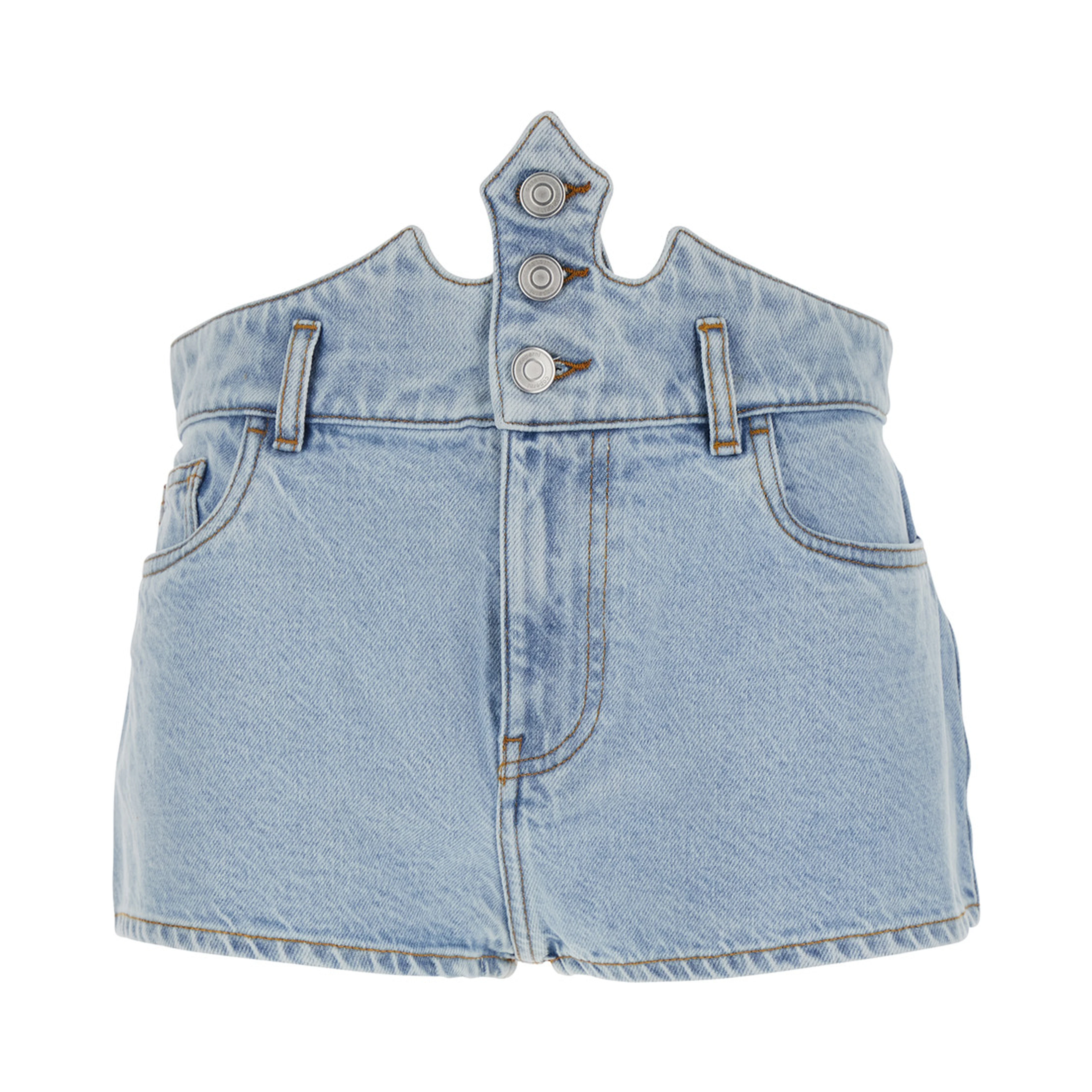 Blue Shorts with Crown-Shaped Design in Cotton Woman