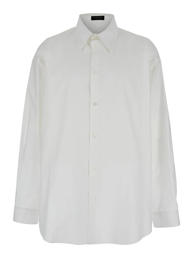 White Shirt with Pointed Collar in Cotton Man