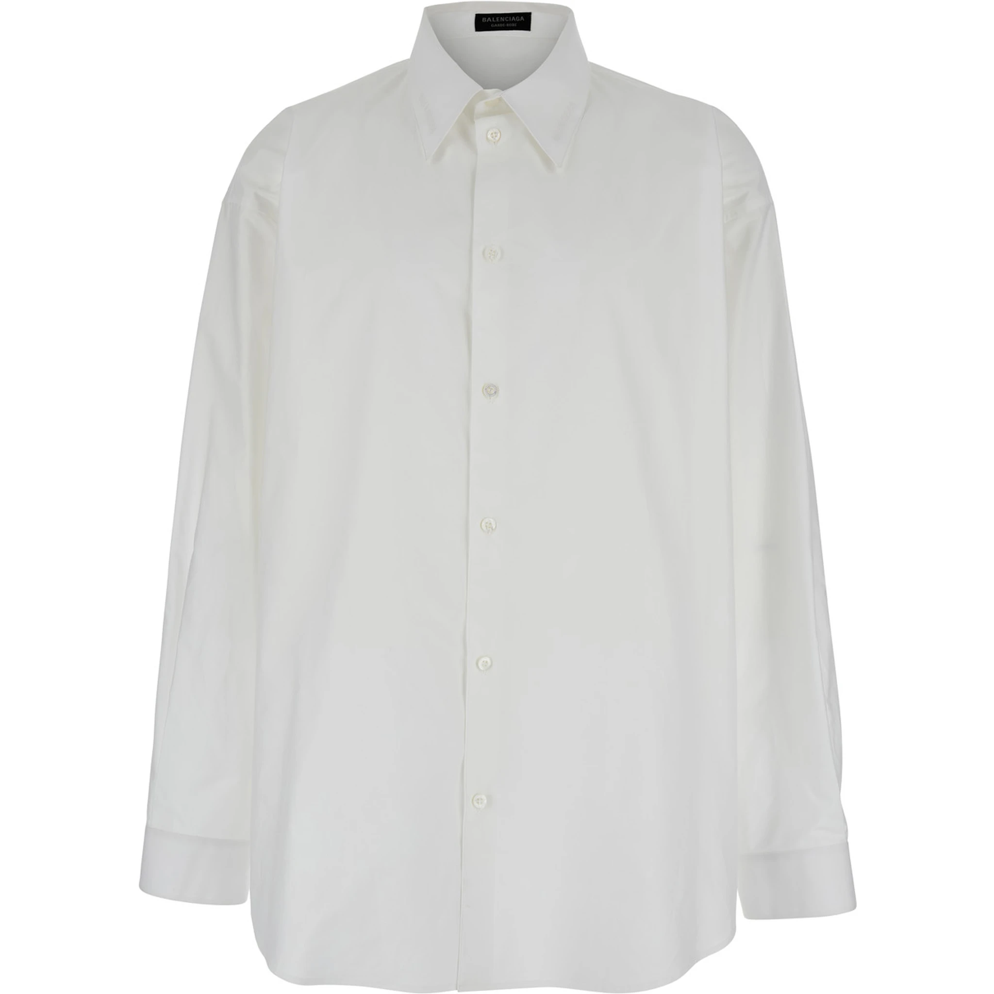 White Shirt with Pointed Collar in Cotton Man