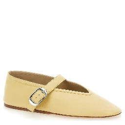 Stella Yellow Ballerinas with with Buckle Strap in Leather Woman