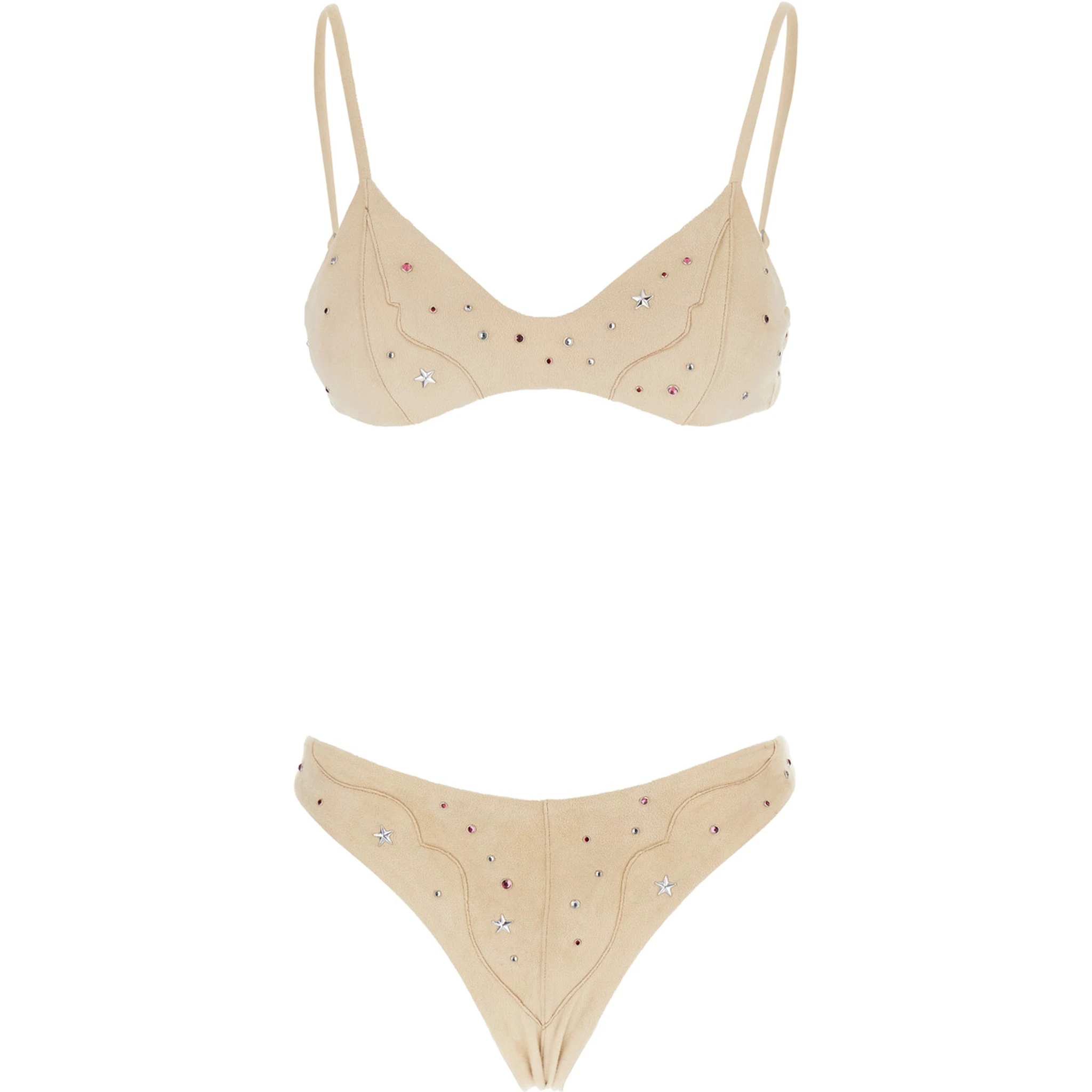 Beige Sequin Bikini in Tech Fabrich Stretch Woman