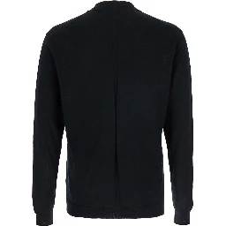 Black Crew Neck Pullover in Virgin Wool Man