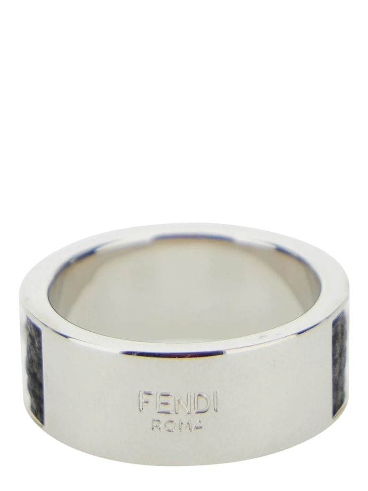 Silver-Colored Ring with Logo Lettering on the Side in Brass Man alternative