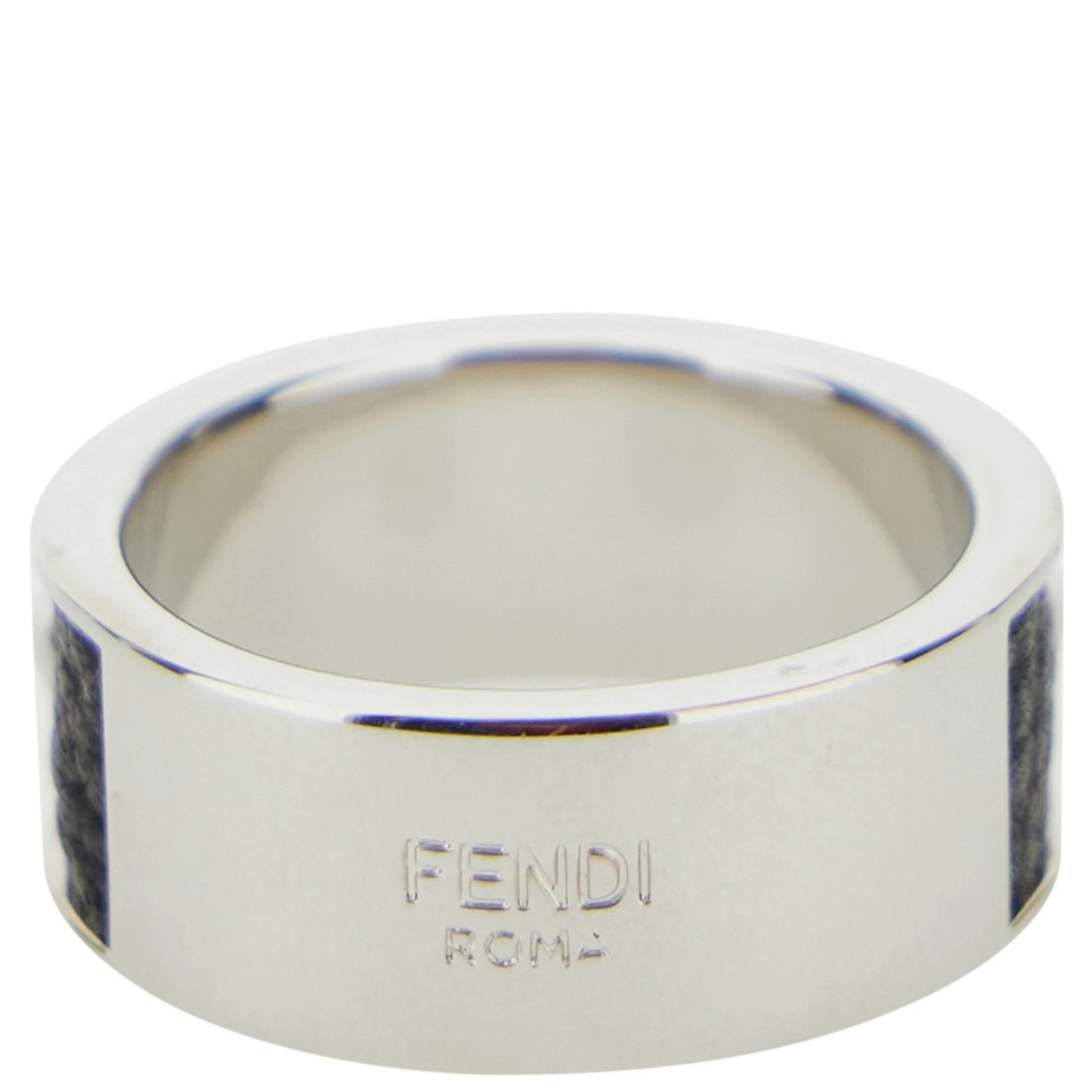 Silver-Colored Ring with Logo Lettering on the Side in Brass Man