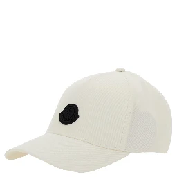 White Baseball Cap with Logo Patch on the Front in Cotton Man