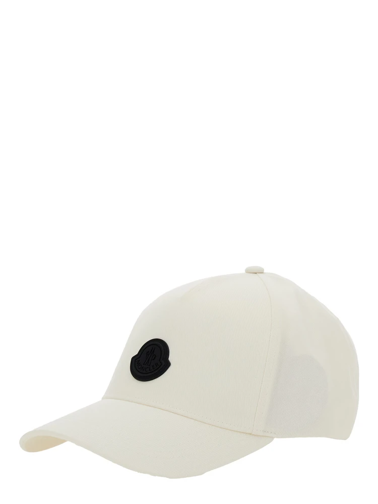 White Baseball Cap with Logo Patch on the Front in Cotton Man