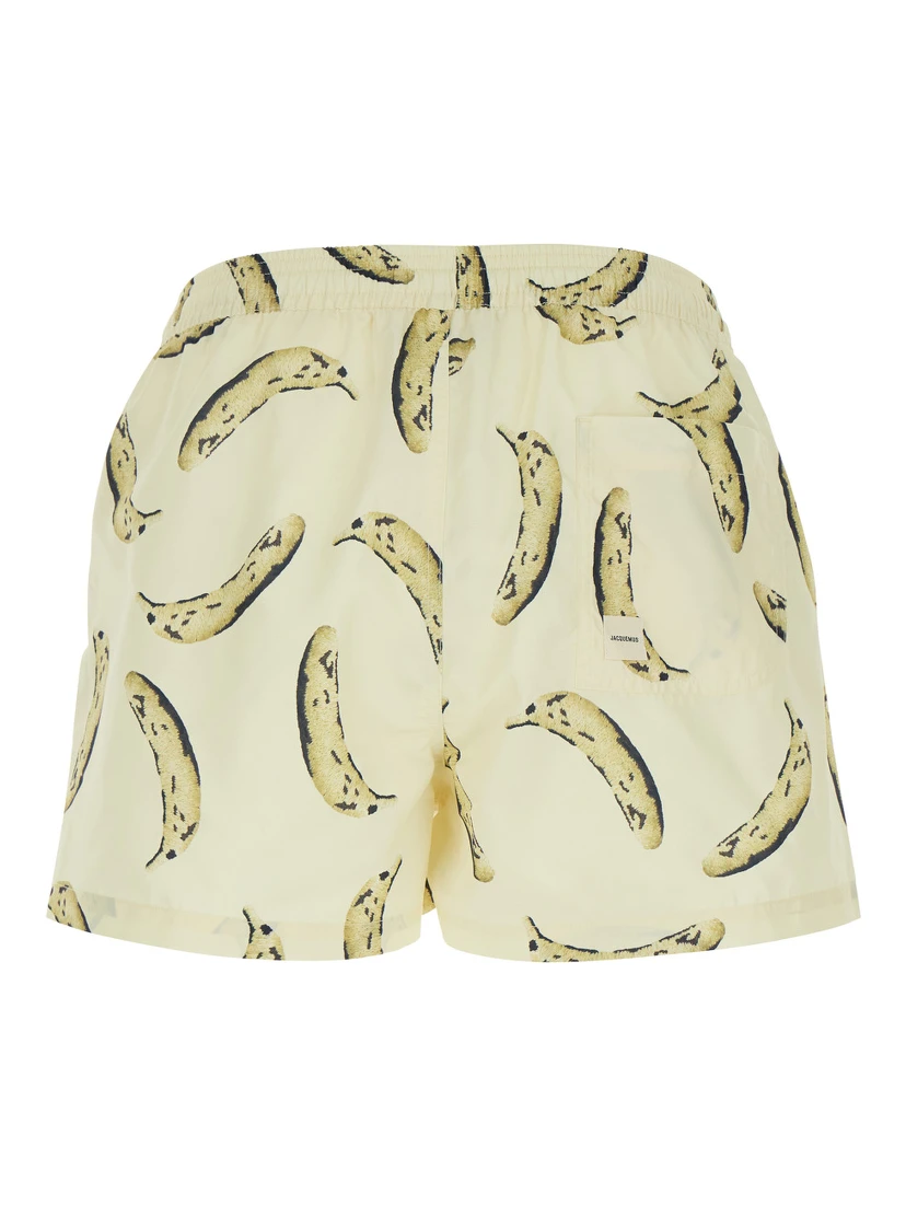 Le Maillot Puntini Yellow Swimsuit with Elastic Waist and All-Over Print in Tech Fabric Man