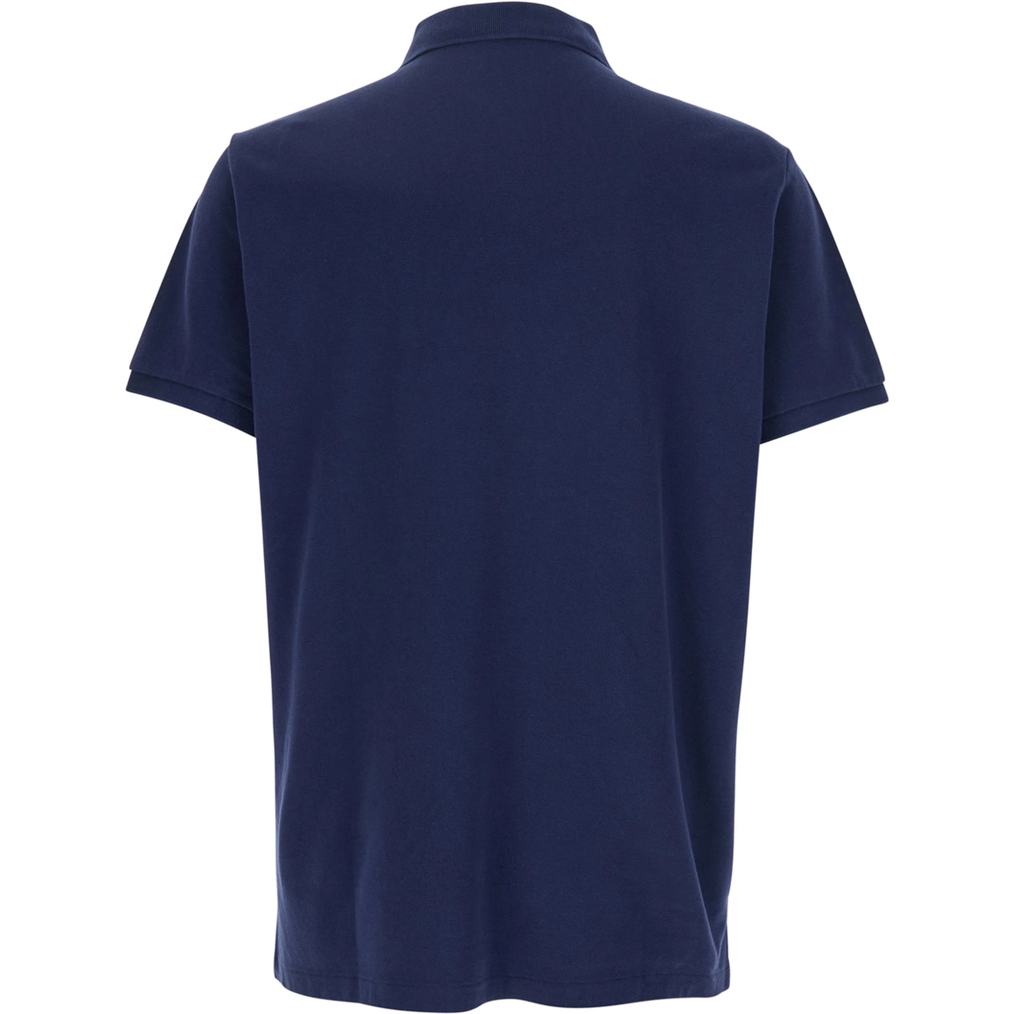 Blue Polo Shirt with Large Pony Detail on the Front in Cotton Piquet Man