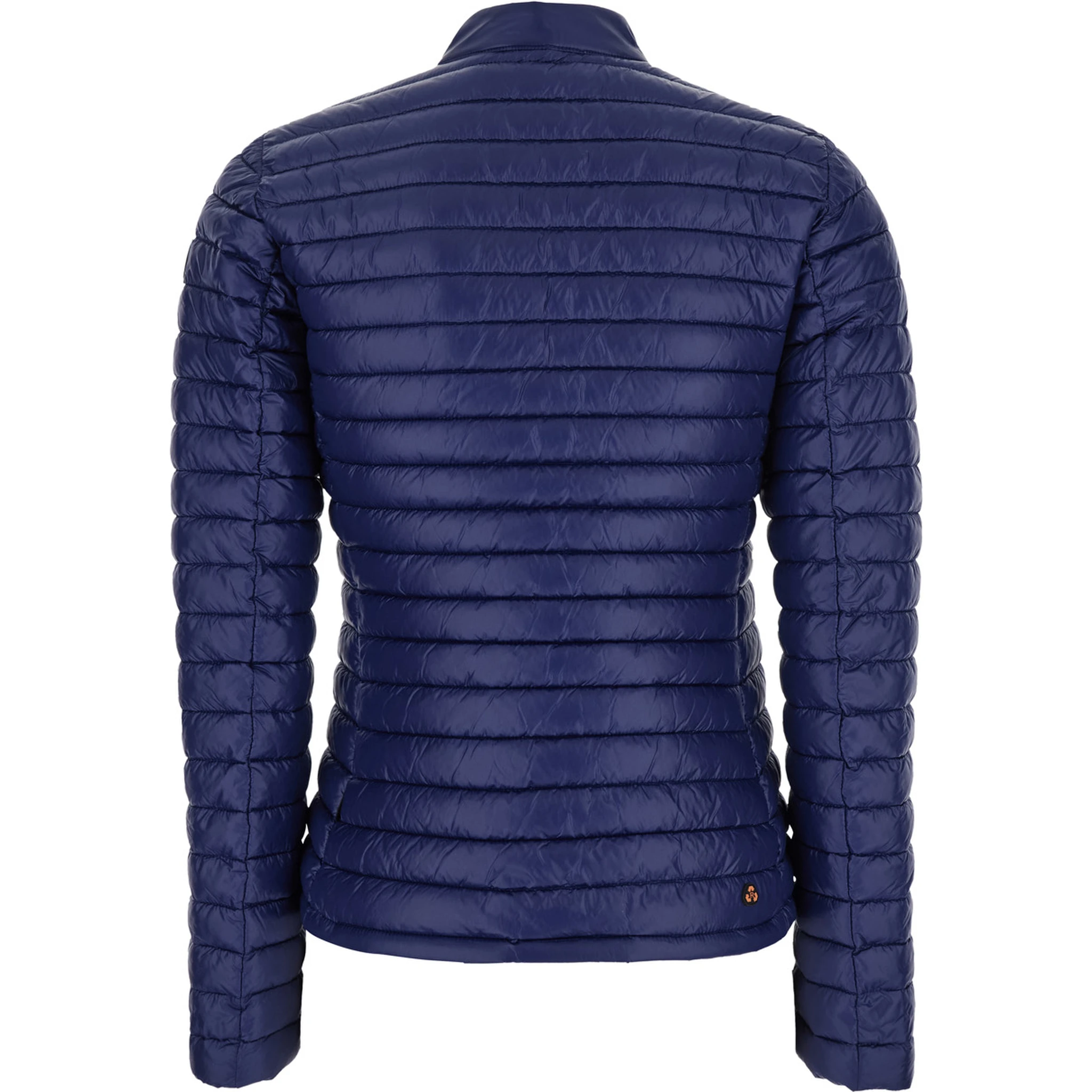 Twinkle Blue Down Jacket with High Neck and Logo Patch on the Sleeve in Tech Fabric Woman