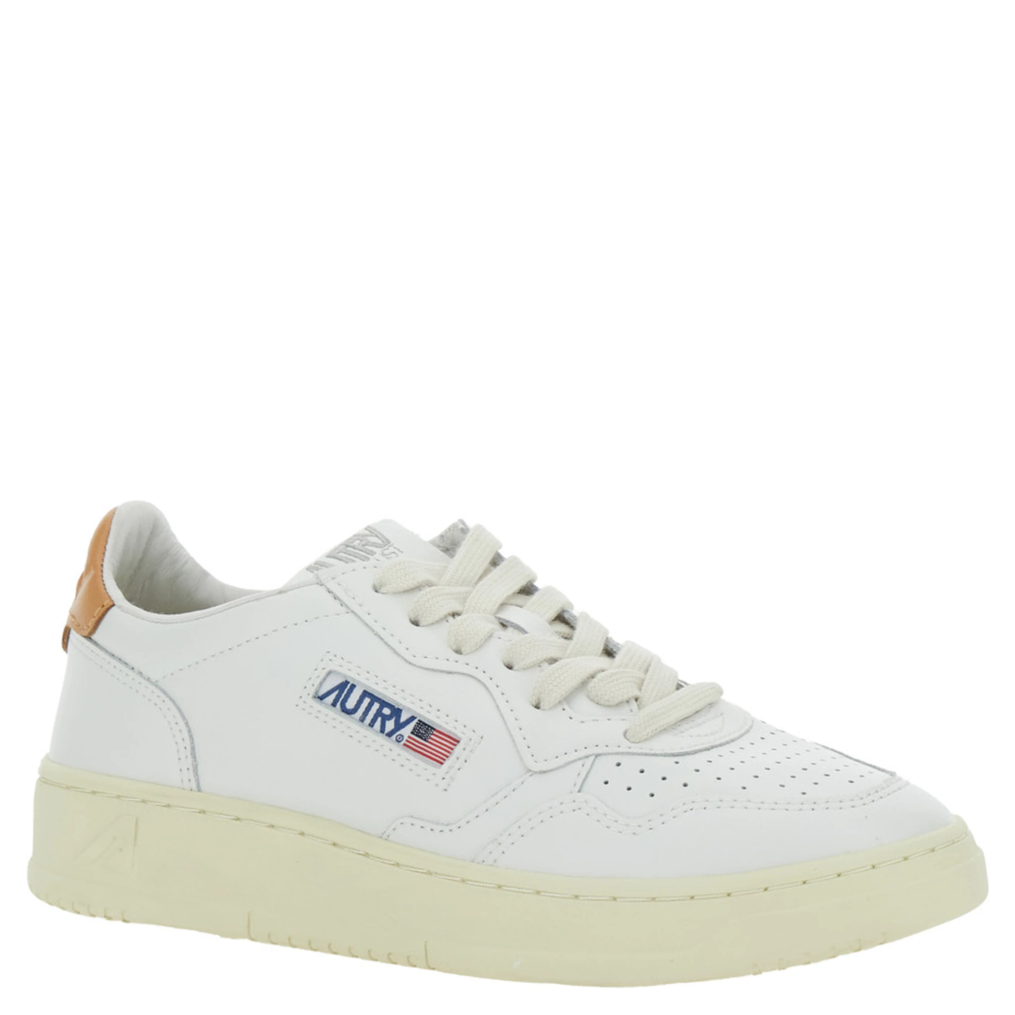 Medalist White Low Top Sneakers with Logo Patch on Tongue and Side in Leather Woman