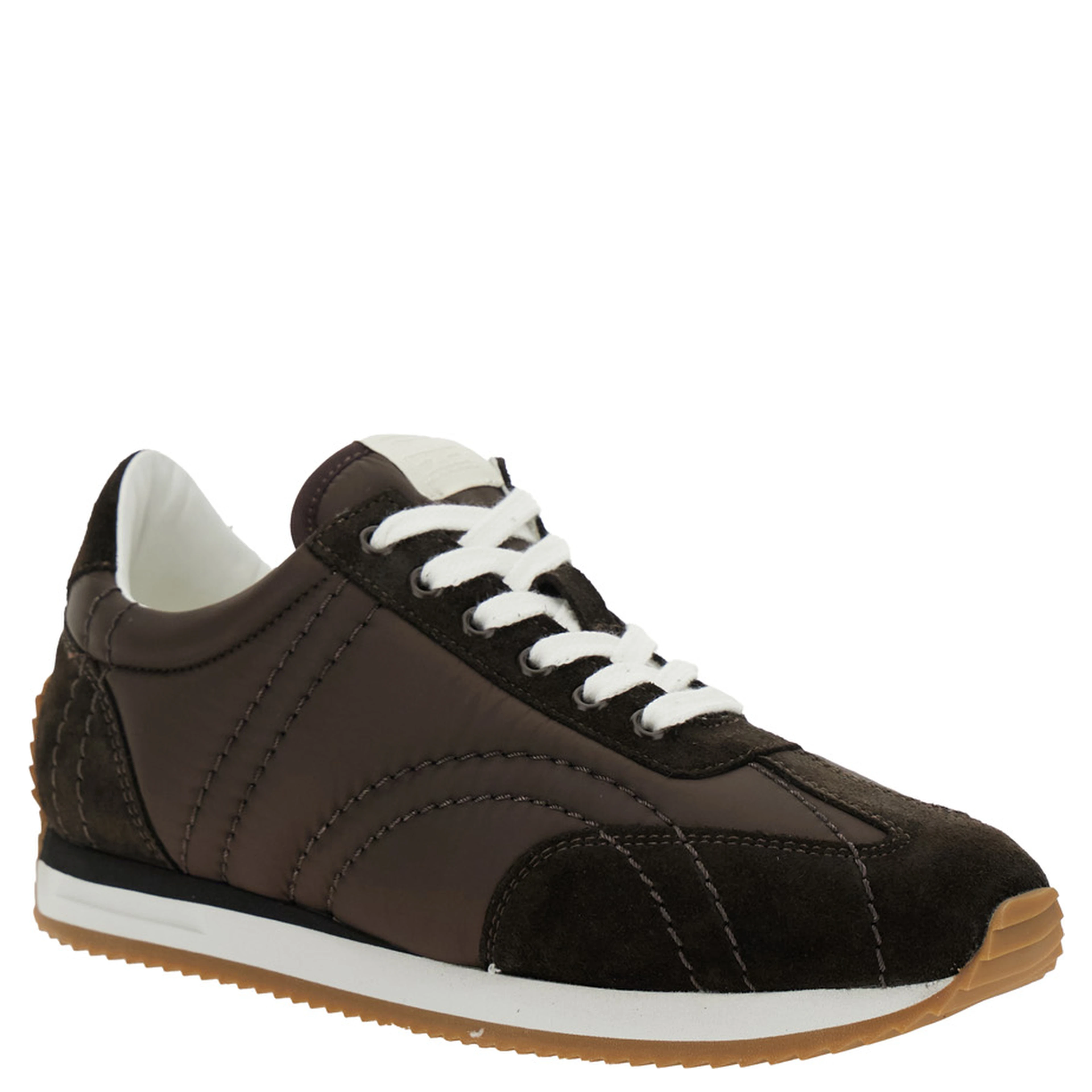 Brown Sneakers with Logo Detail on the Tongue in Suede and Tech Fabric Woman