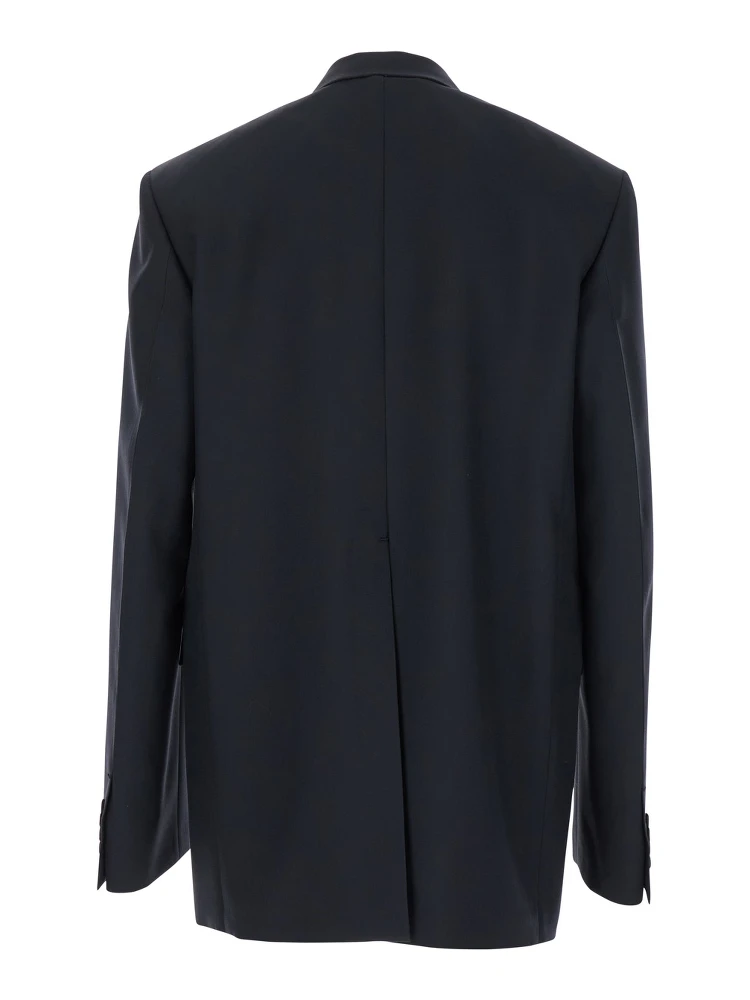 Dark Grey Jacket with Chest Pocket and Embossed Logo in Wool Gabardine Man alternative
