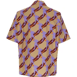 Multicolor Bowling Shirt with Cuban Collar and All-Over Print in cotton Man