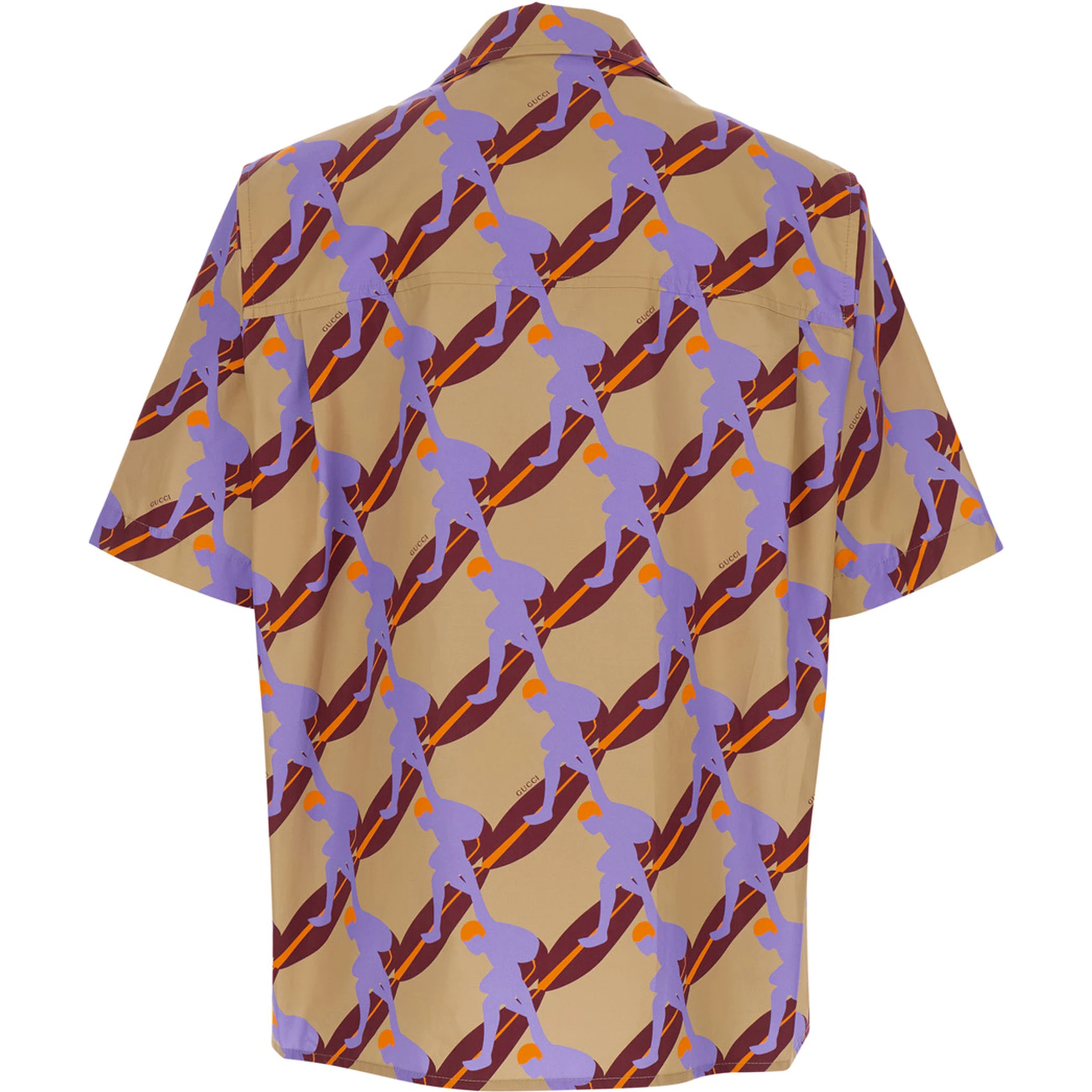 Multicolor Bowling Shirt with Cuban Collar and All-Over Print in cotton Man