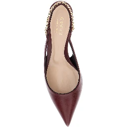 Signoria Red Ancora Slingback Pumps with Lettering in Leather Woman