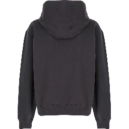 Dark Grey Hoodie with Logo Embroidered on the Front in Cotton Man