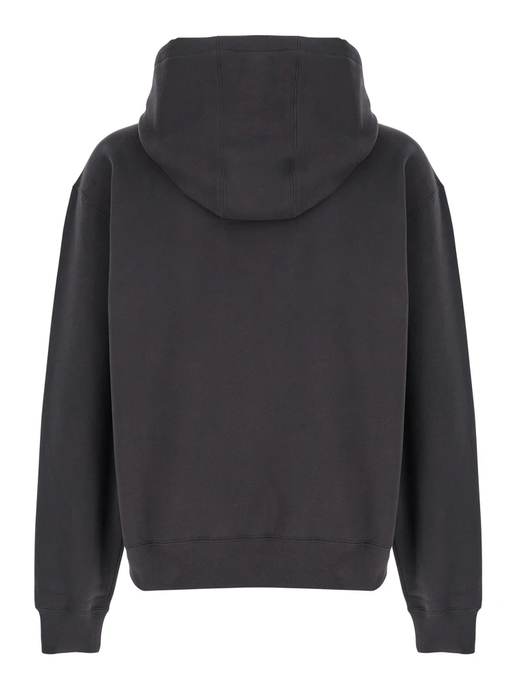 Dark Grey Hoodie with Logo Embroidered on the Front in Cotton Man alternative