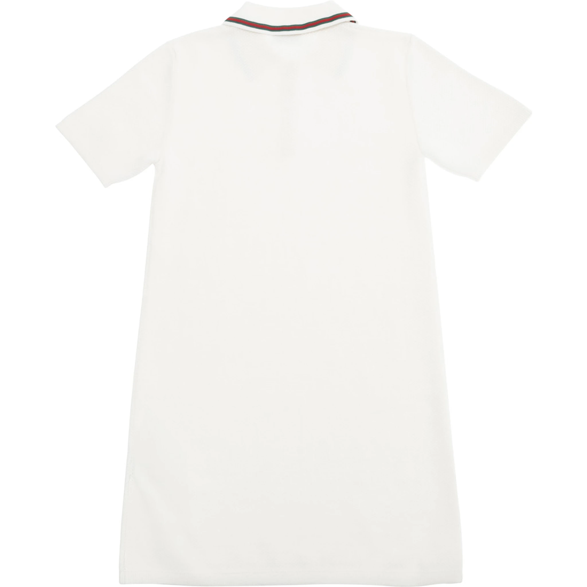 White Dress with Polo Shirt Style Collar with Web Detail and Embroidery in Cotton Girl
