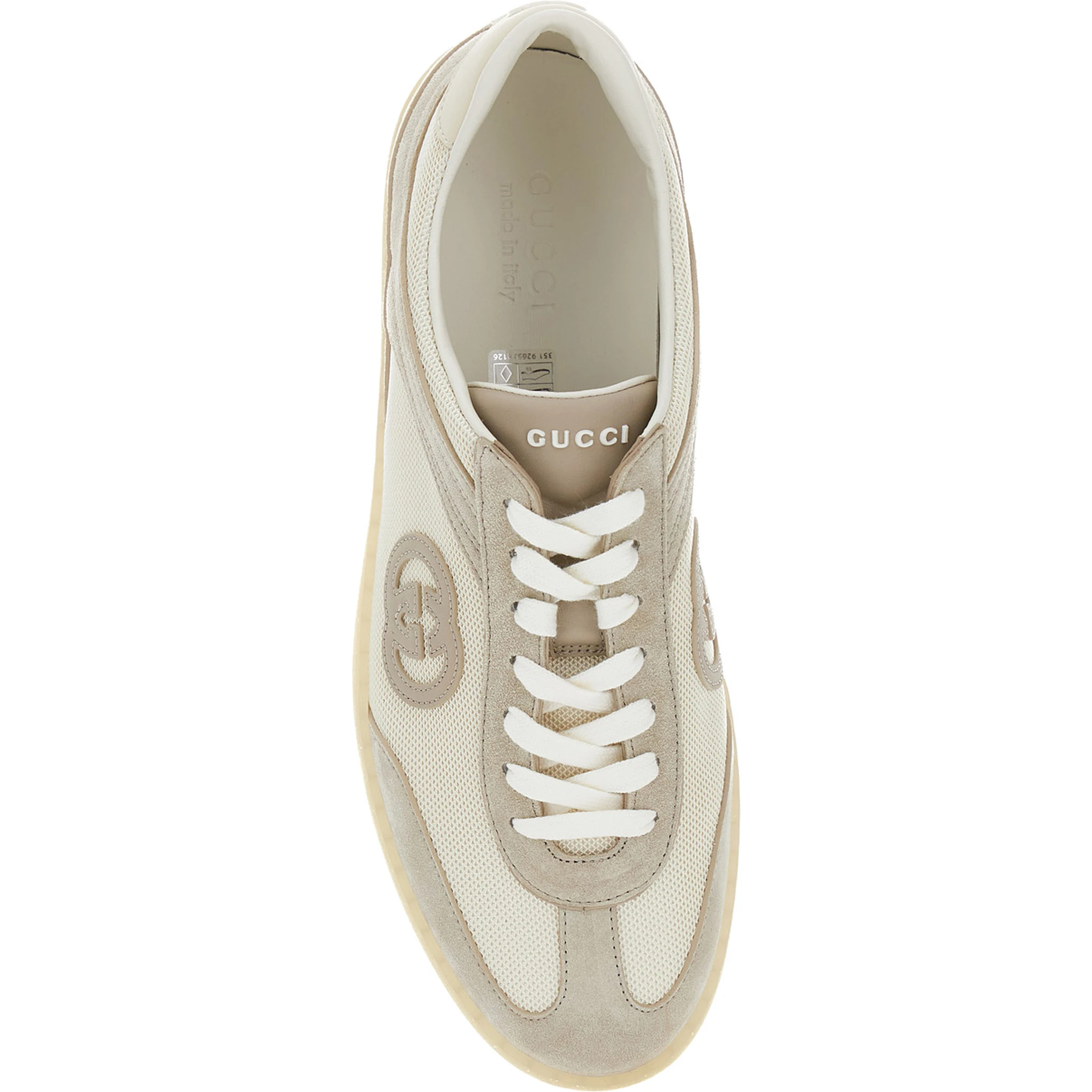G74 Beige Low Top Sneakers with Logo Patch on the Side and Logo Lettering on the Tongue in Suede Man