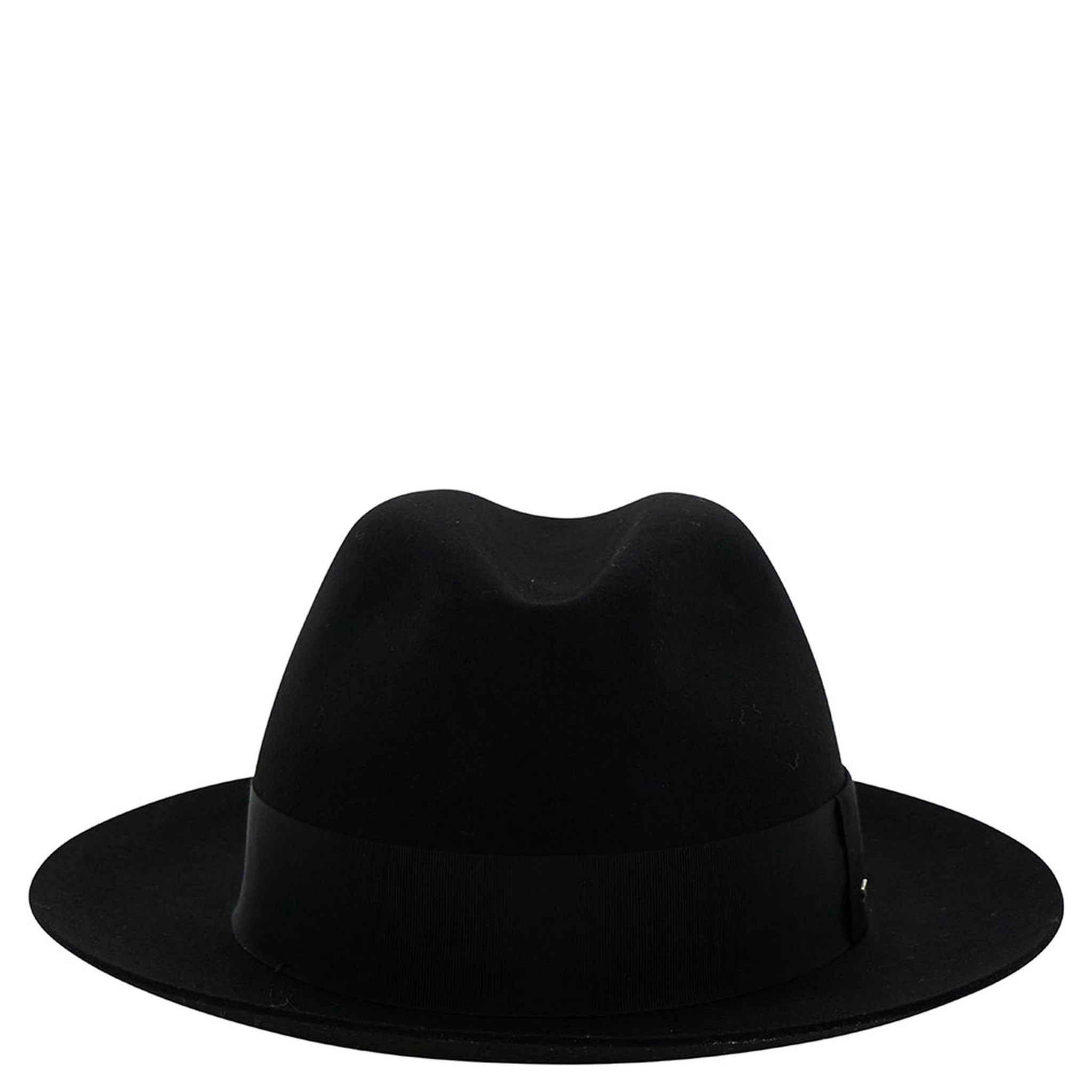 Black Fedora Hat with Grosgrain Band in Wool Felt Woman